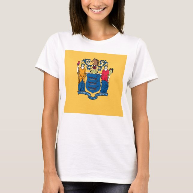 Mulheres T Camisa com Bandeira do Estado de Nova J (Frente)