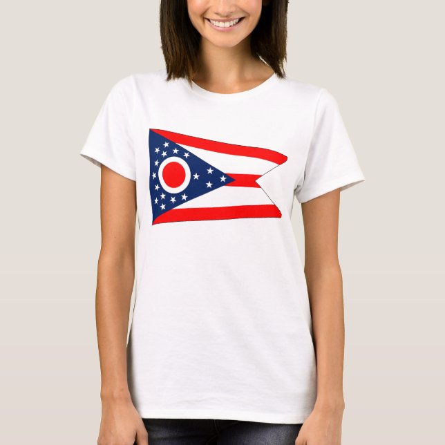 Mulheres T Camisa com Bandeira do Estado de Ohio (Frente)