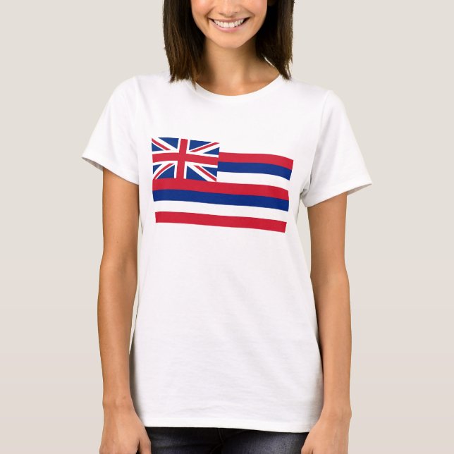 Mulheres T Camisa com Bandeira do Estado do Havaí (Frente)