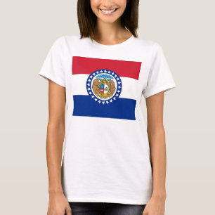 Mulheres T Camisa com Bandeira do Estado do Missou