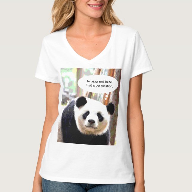 Mulheres V Pescoço Camisetas Hamlet Citação Panda  (Frente)