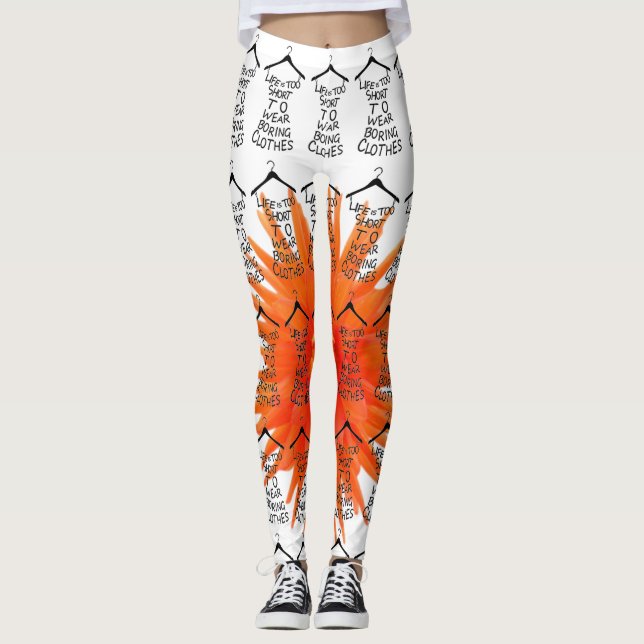 Mulheres Yoga Stretch Leggings Laranja Flor (Frente)