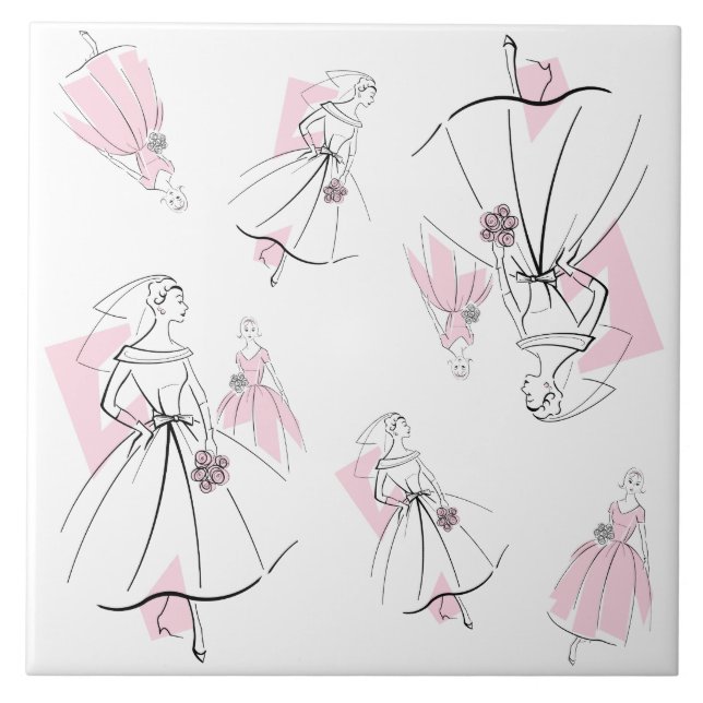 Multiazulejo de Grupo Rosa de Moda Cor-de-Rosa (Frente)