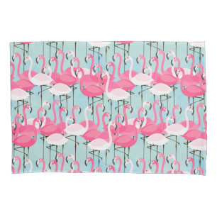 Multidão cor-de-rosa e branca de flamingos