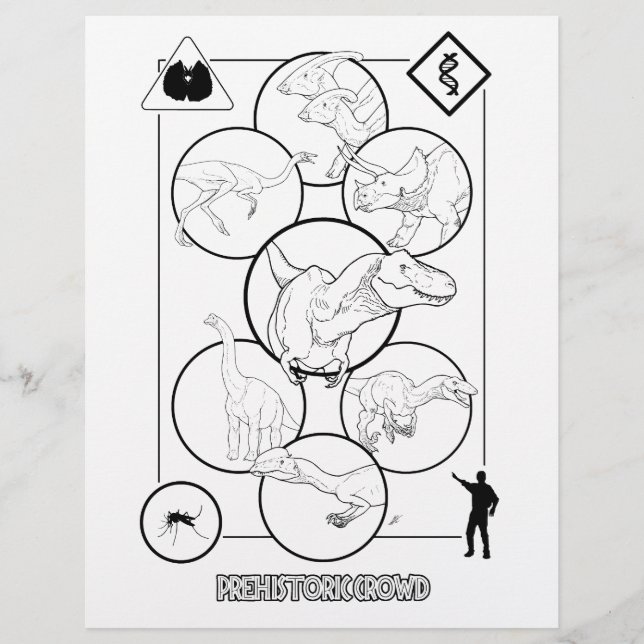 Multidão Pré-Histórica - Página de Coloração. (Frente)