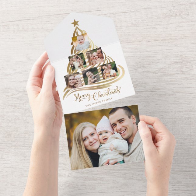 Multifoto da Família Dourada de Árvore de Natal Mo (Aba destacável)