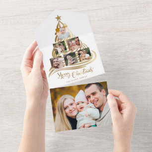 Multifoto da Família Dourada de Árvore de Natal Mo