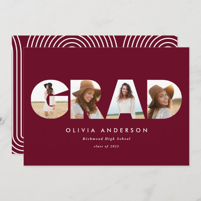 Multigraduação geométrica moderna de burgundy (Frente/Verso)