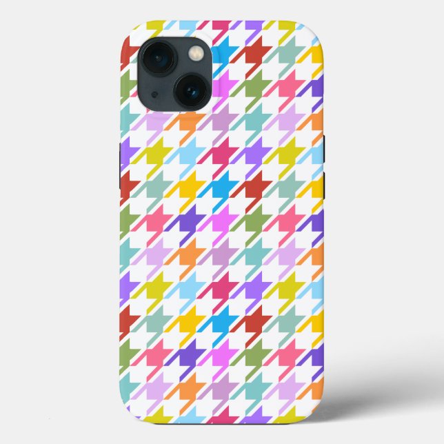Múltiplas cores Houndstooth+Padrão Branco (Verso)