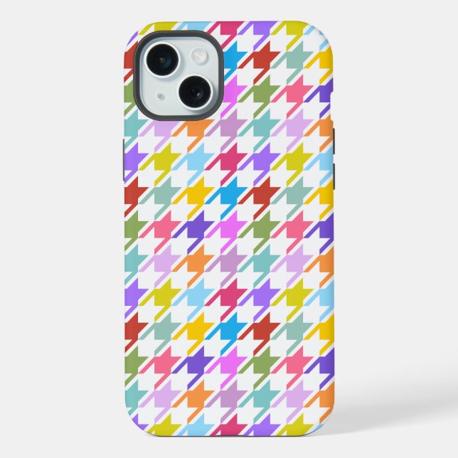 Múltiplas cores Houndstooth+Padrão Branco (Verso)