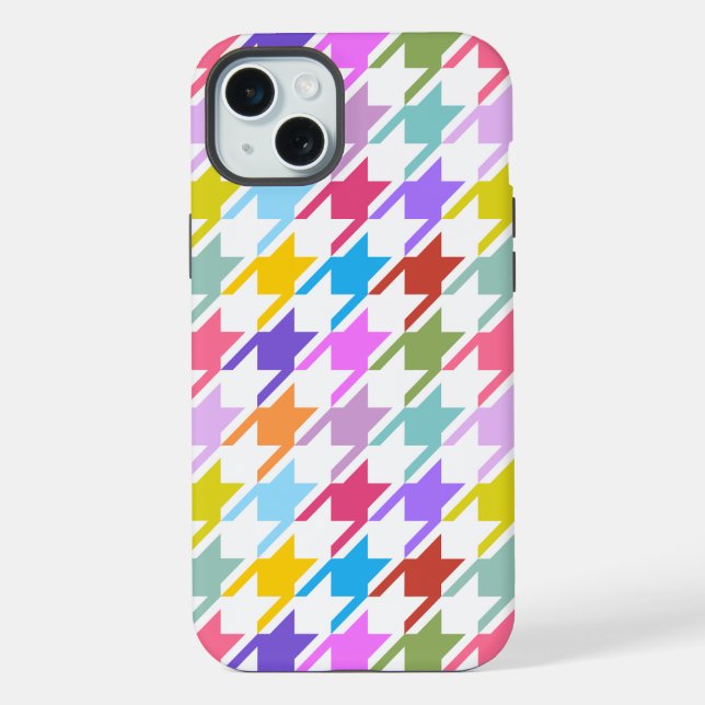 Múltiplas cores Houndstooth+Padrão Branco Grande (Verso)