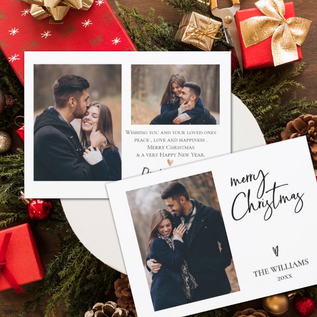 Múltiplas Fotografias Minimalistas Feliz Natal (Minimalist Multi Photo Elegant Merry Christmas Card)