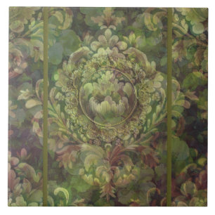 Múltiplos tons de damasco floral verde