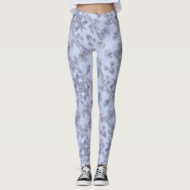 Mums Flower Overlay Lace Art Leggings (Frente)
