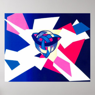 "Mundo Cortado" Belo Impressão de Arte Azul