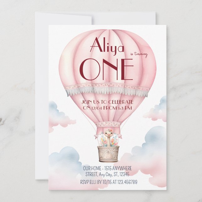 Mundo do Sonho de Convite para Primeiro aniversári (Frente)