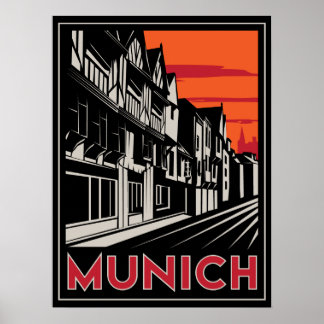 munich alemanha oktoberfest art deco retro poster