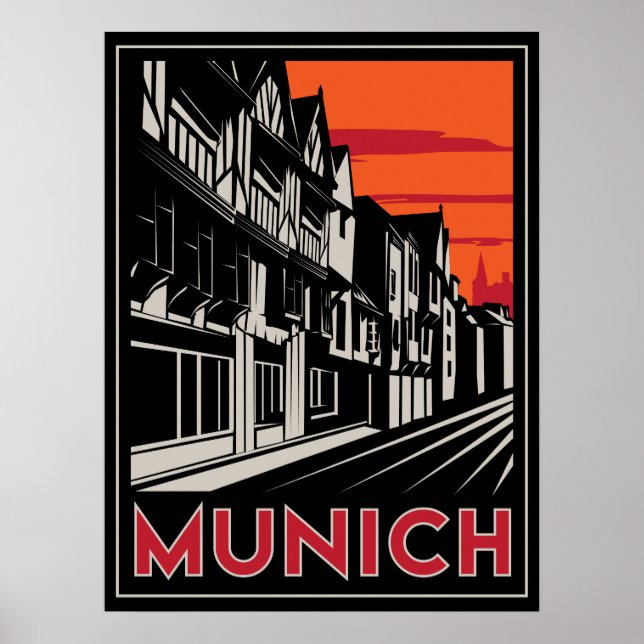 munich alemanha oktoberfest art deco retro poster (Frente)