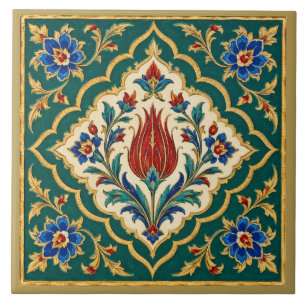 Mural Floral de Tulipa Otomana Ornamentada