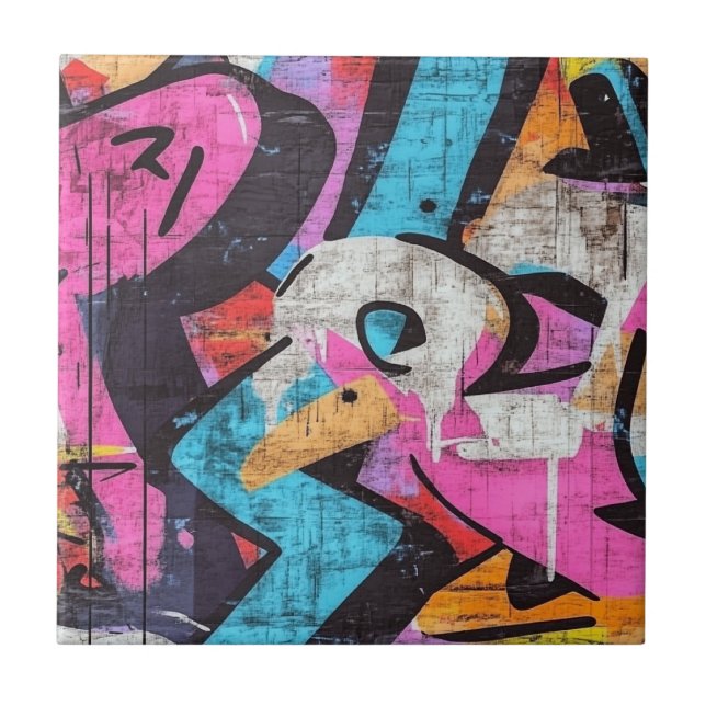 Mural Urbano Dinâmico com Cores Vibrantes de Grafi (Frente)