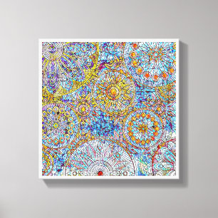 Muro de Canvas azul e amarelo Art12" x 12", 1,5",