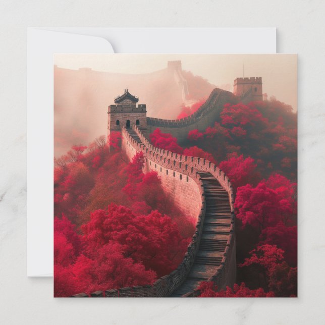 Muro de excelente da China no outono - Vermelho Cê (Frente)