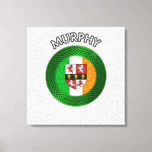 Murphy Crest & Celtic Knot on Shamrock Canvas Prin