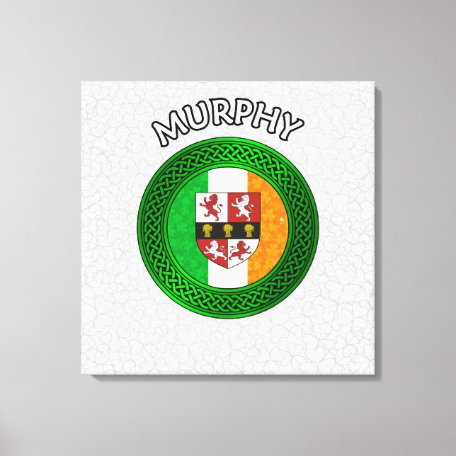 Murphy Crest & Celtic Knot on Shamrock Canvas Prin (Frente)