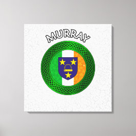 Murray Crest & Celtic Knot on Shamrock Canvas Prin