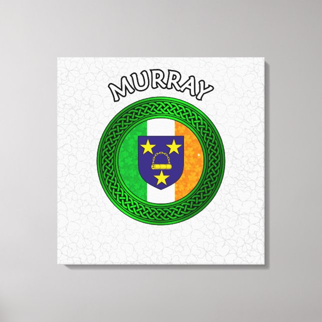Murray Crest & Celtic Knot on Shamrock Canvas Prin (Frente)