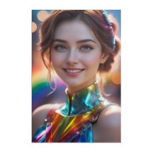 Musa Iridescente do Cyberpunk   Retrato Prismático