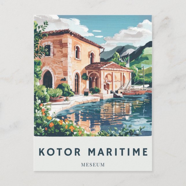 Museu Marítimo de Kotor Cartão Postal Viagem Histó (Frente)