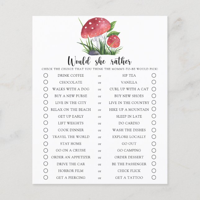 Mushroom Ela Iria Preferencialmente Jogo De Chá de (Frente)