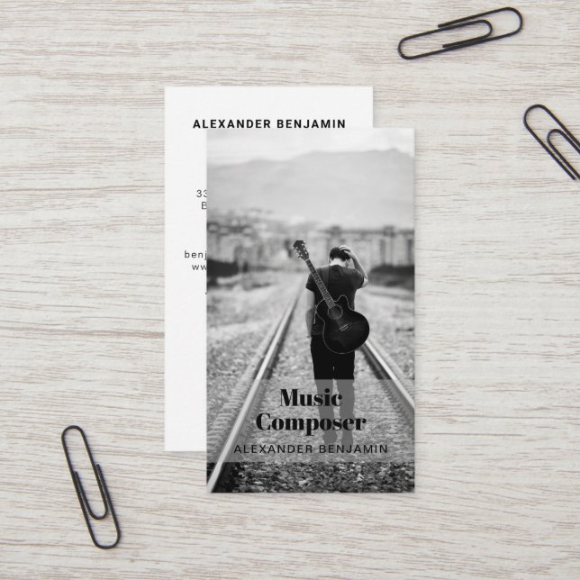 Music Composer Photo Code Cartão de visita (Frente/Verso In Situ)