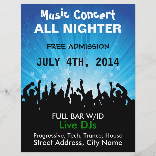 Music Concert All Nighter Music Flyer (Frente)