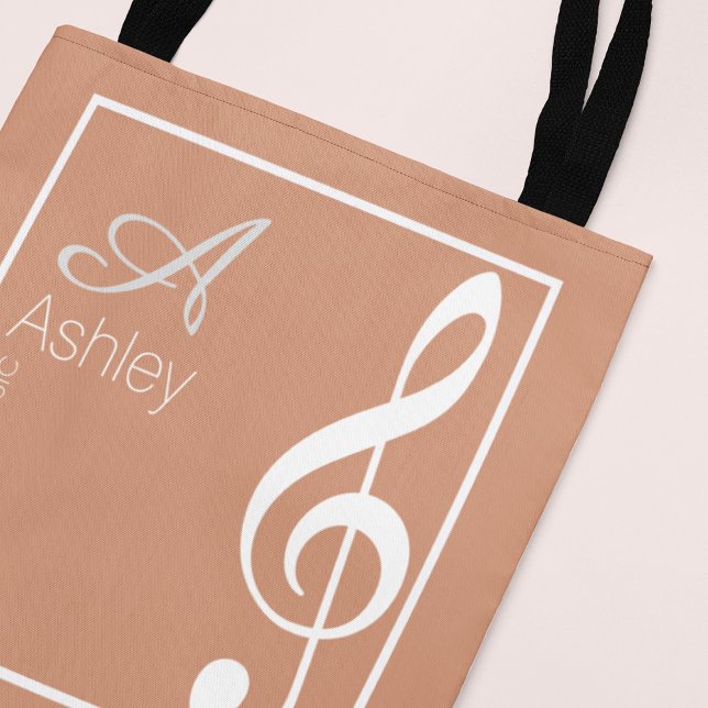Music Dusty Rosa Tote Bag com Monograma (Criador carregado)