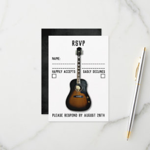Music=Love Acoustic Guitar Weding RSVP Card