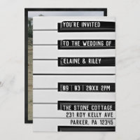 Music=Love Piano Keys Foto Convite de Casamento