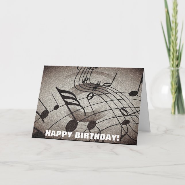 Music Notes Birthday - Cartão de Saudação (Frente)