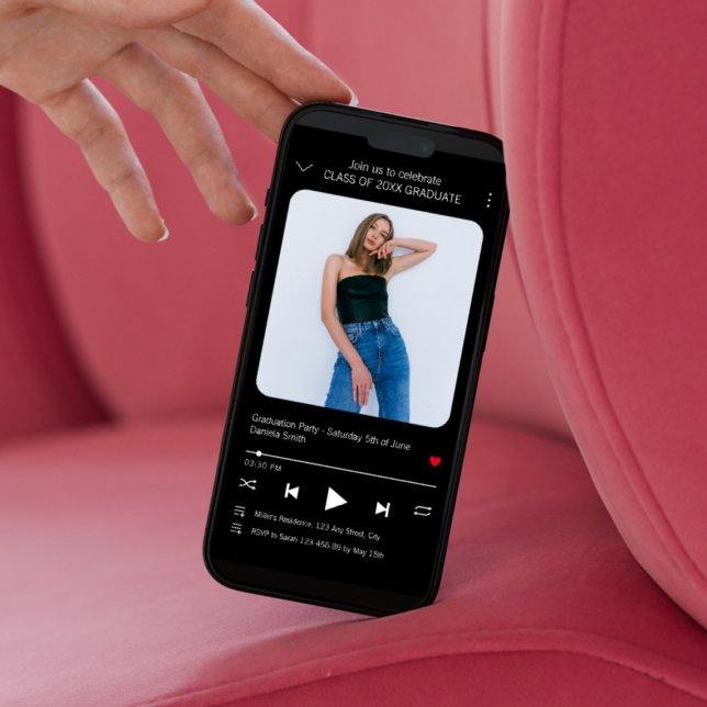 Music Player Song Photo Graduation 2024 Convite (Music Player Song Photo Graduation 2024 Invitation)