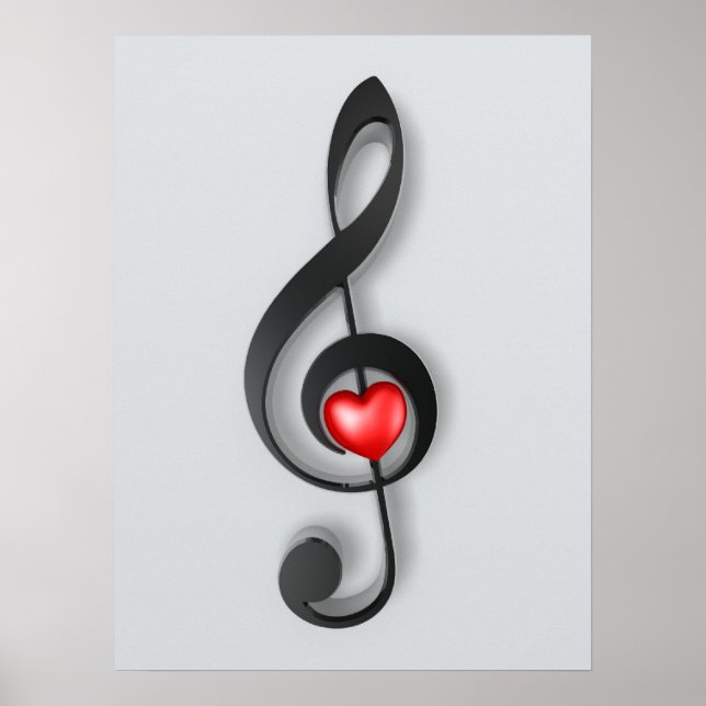 music symbol and lovely heart poster (Frente)
