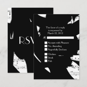 Música Abstrata Preta e Branca RSVP com Escolha de