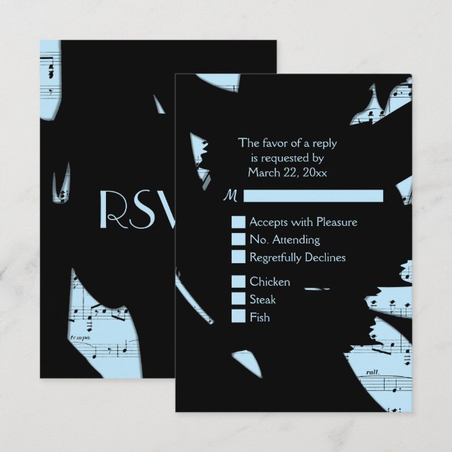 Música Abstrata Preto e Azul com Opção de Menu de  (Frente/Verso)