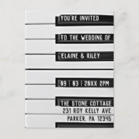 Música=Adoro Piano Keys Convite de Casamento