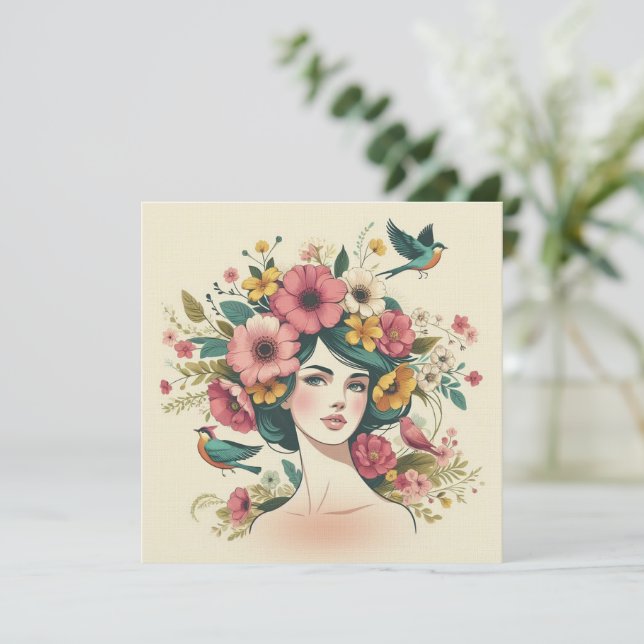 Música Art Impressão Card Birds no Verão (Em pé/Frente)