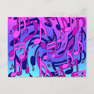 Música Bonita Notas Animadas Rosa Roxo Azul Água