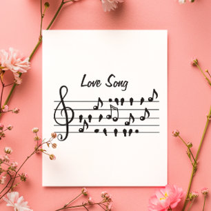 Música de amor, pássaros sentados entre as notas