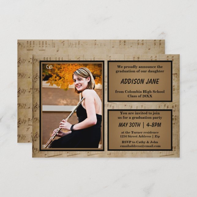 Música de folha com foto - Anúncio de Formando 3x5 (Frente/Verso)