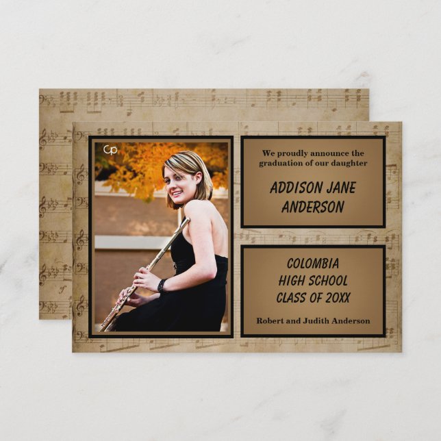 Música de folha com foto - Anúncio de Formando 3x5 (Frente/Verso)