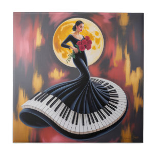 Música de Piano Elegante Desenho Artístico Feminin